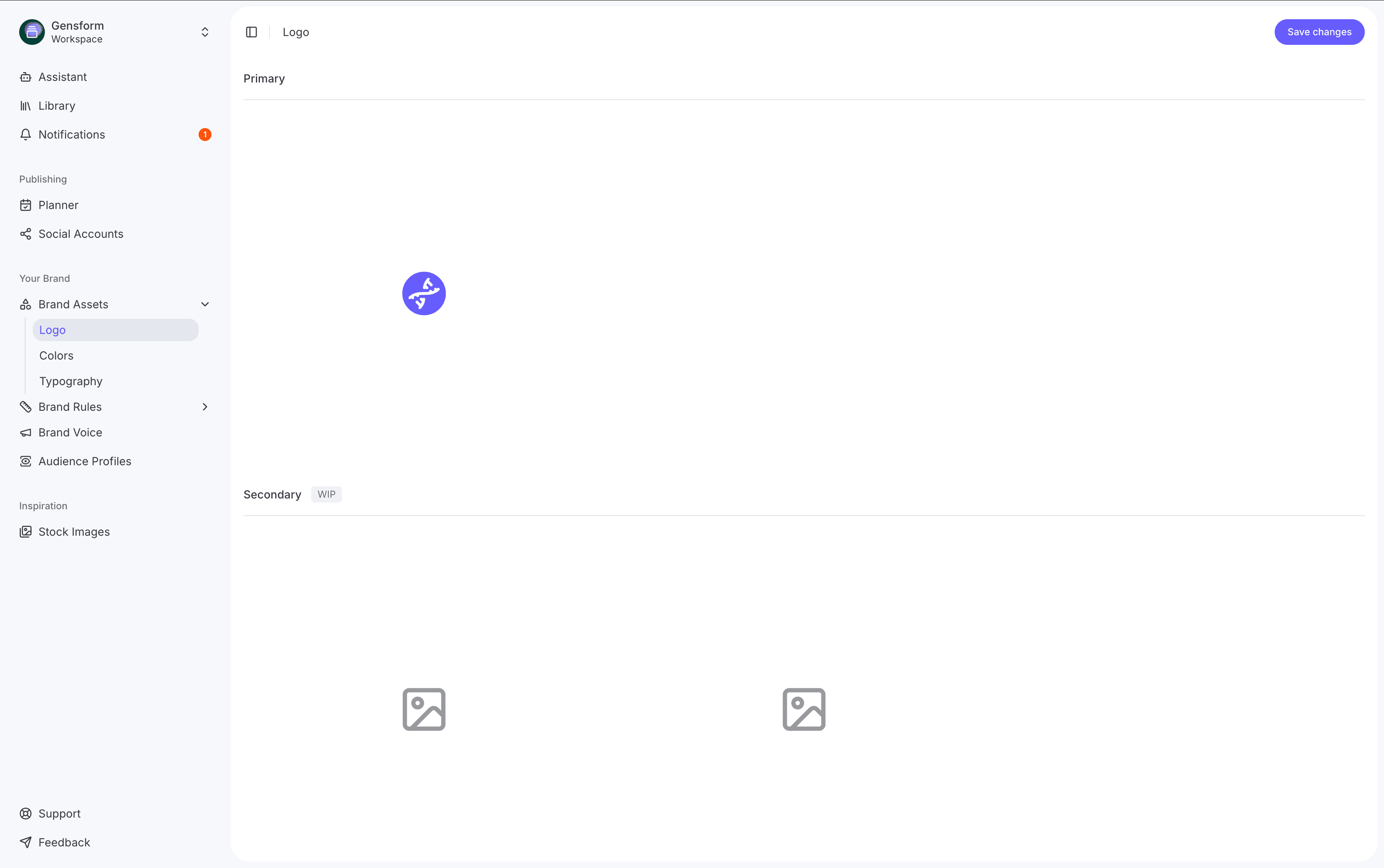 Brand assets — logo upload